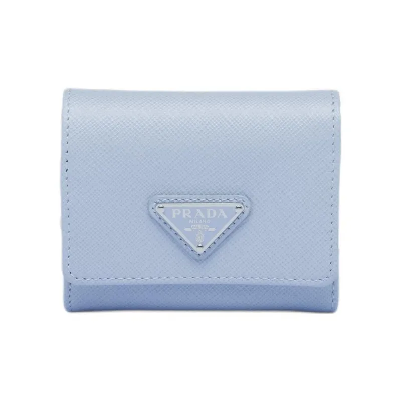 PRADA Cow Leather Wallet Women's Light Blue-0