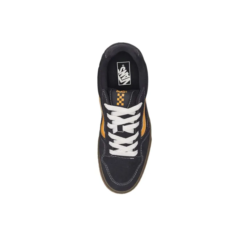 Vans Caldrone Anti-Slip Wear-Resistant Low-Top Skateboard Shoes Men's Black Yellow-3