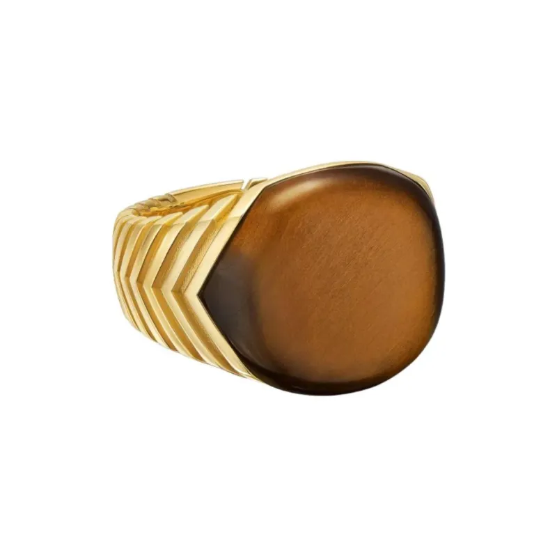 David Yurman Tiger's Eye Stone Rings Men's Gold-1