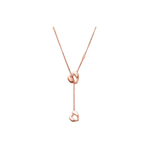 MICHAEL KORS Precious Metal Plated Sterling Silver Heart Chain Lariat Necklace