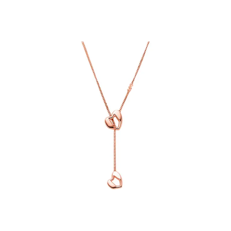 MICHAEL KORS Precious Metal Plated Sterling Silver Heart Chain Lariat Necklace-0