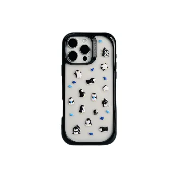 Sopi TPU Material Penguin Kitten DIY Sticker Phone Cases Compatible With IPhone 16/15 Pro Max/Apple 13/14 Pro/Max