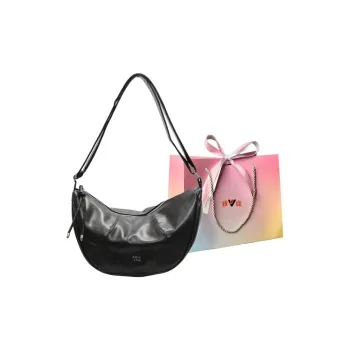 Yalu PU Crescent Bag Shoulder Bag Women's Black/Ecru/Pink/Silver/Green
