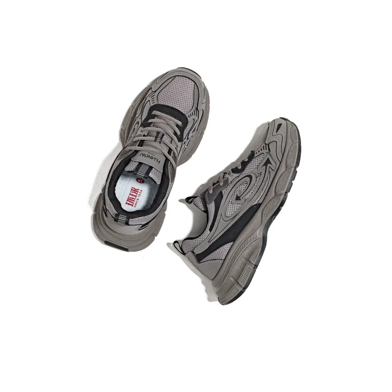 HUANQIU Wear-Resistant Lightweight Height Increasing Low-Top Chunky Sneakers Men's Taupe-3