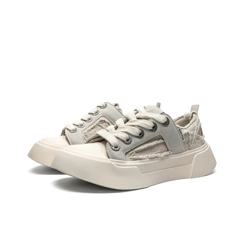 ESTEE GEEA Coverage Anti-Slip Wear-Resistant Breathable Height Increasing Low-Top Skateboard Shoes Unisex White-1