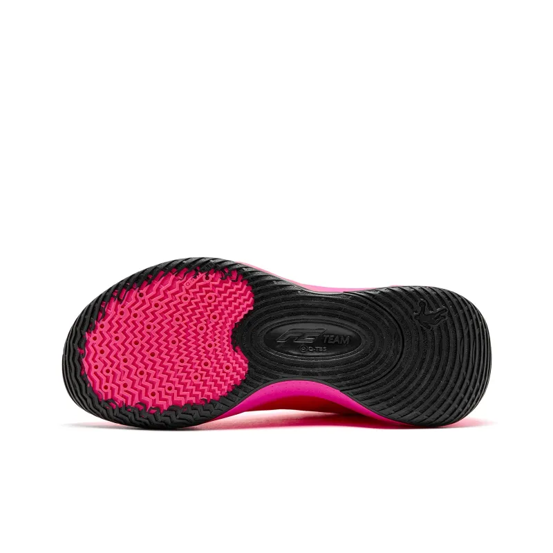 QIAODAN FETEAM Cushioned Slip-Resistant Abrasion-Resistant Low-Top Basketball Shoes Men's Neon Pink Black-6