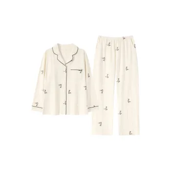Cotton Gene Pajama Set Women's Ecru