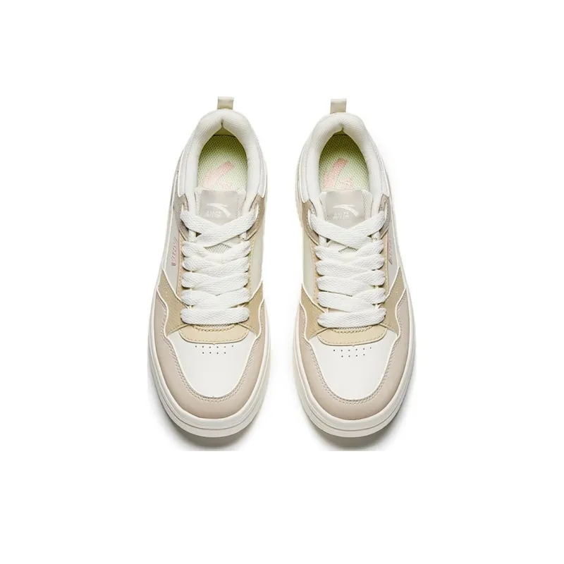 Anta Light Breeze Anti Slip Wear Resistant Low Top Skateboard Shoes Women's White Yellow-2