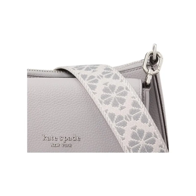 Kate Spade Cow Leather Shoulder Bag, Crossbody Bag Medium Size Women's Rain Cloud Gray-9