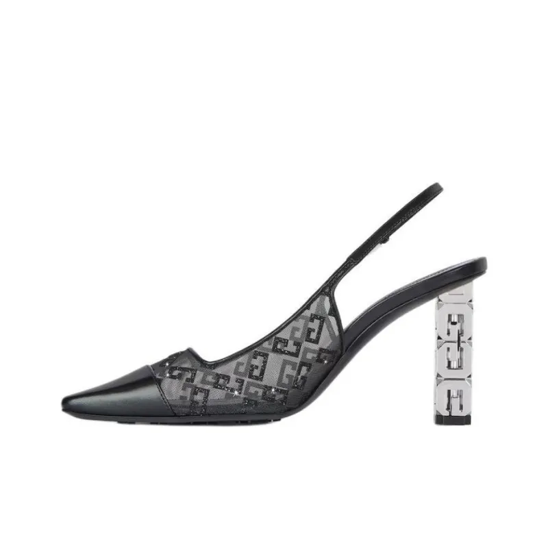 Givenchy G Cube Block Heel High Heels 8.38cm Women's Black-2