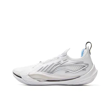 LiNing Cushioned Slip Resistant Abrasion Resistant Low Top Basketball Shoes Men's Standard White