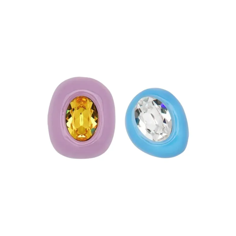 Oscar De La Renta Asymmetric Enamel Clip on Earrings-0