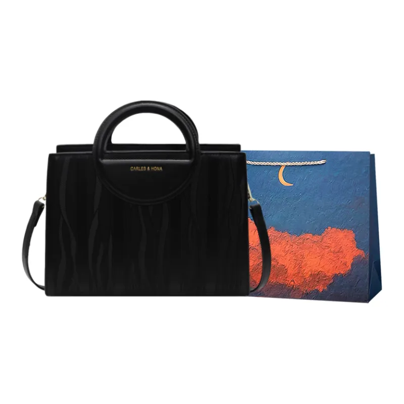 Elsvet PU Handbag Women's Black/Burgundy-0