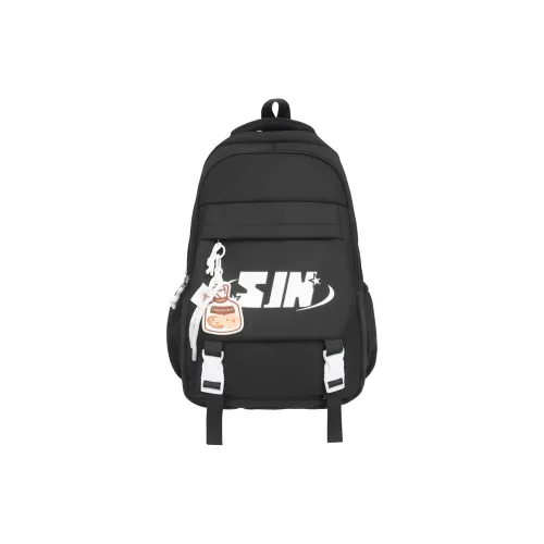 Travel Nylon Backpack Unisex Pure Black/White & Black/Khaki/Blue/Red