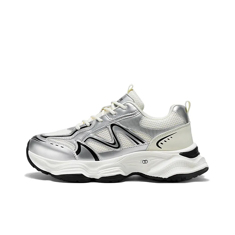 AGSDON Lightweight Height Increasing Anti-Slip And Wear-Resistant Low-Top Chunky Sneakers Men's Silver-7