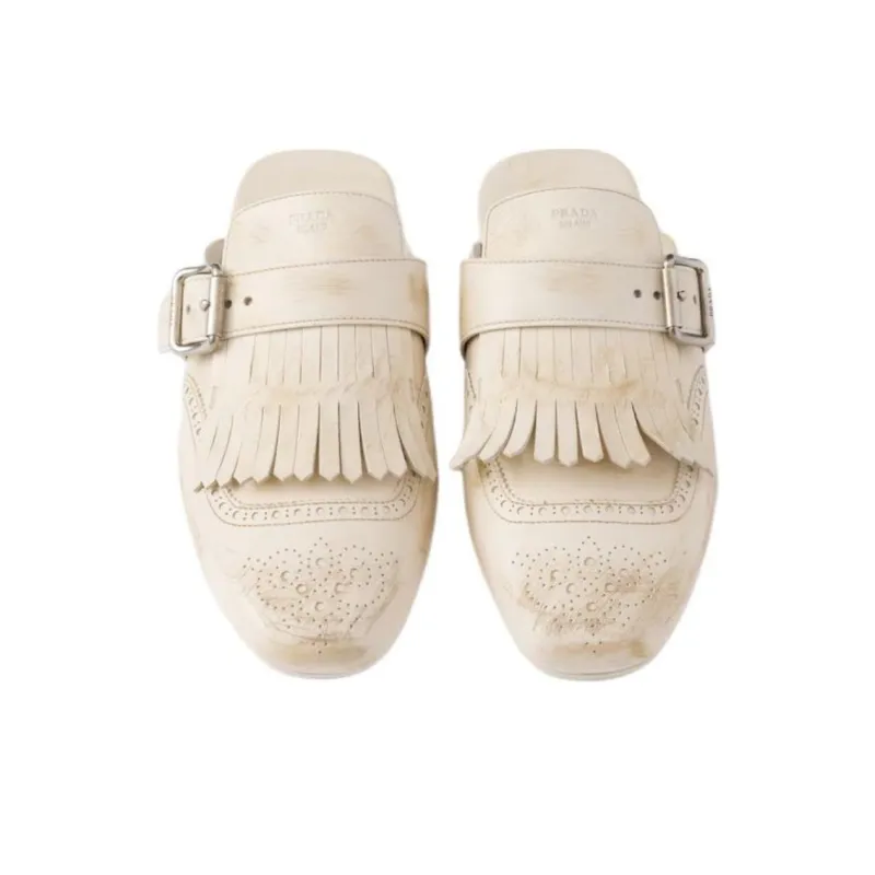 PRADA Rubber Sole Wrap toe Slippers Women's White-3