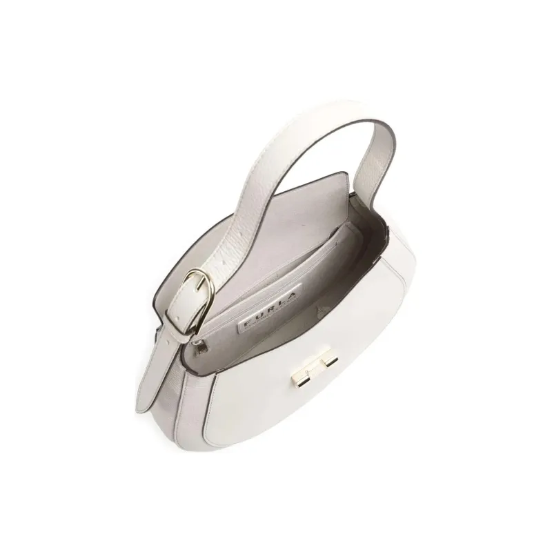 Furla Club 2 Grain Leather Crescent Bag, Shoulder Bag Medium Size Women's Ivory-3