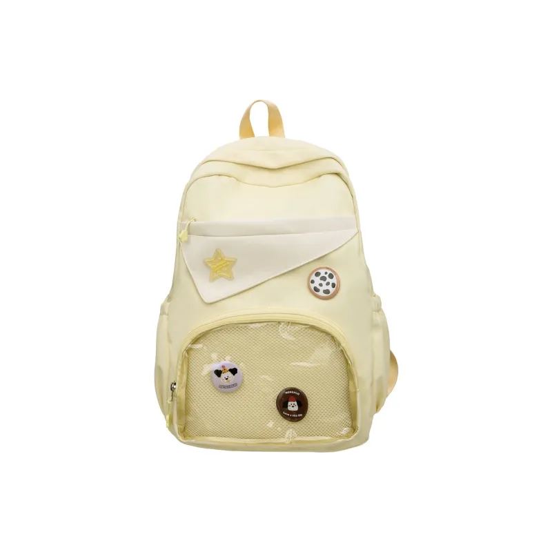 BUBM Cotton Backpacks Backpack Regular Unisex Yellow/Blue/Pink/Black/White-0