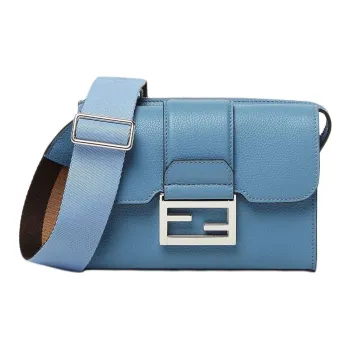 FENDI Grained Leather Baguette Bag Crossbody Bag Shoulder Bag Men's Sky Blue