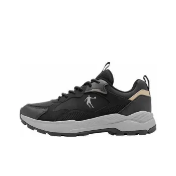 QIAODAN Anti Slip Wear Resistant Low Top Casual Trail Running Shoes Men's Black Gray