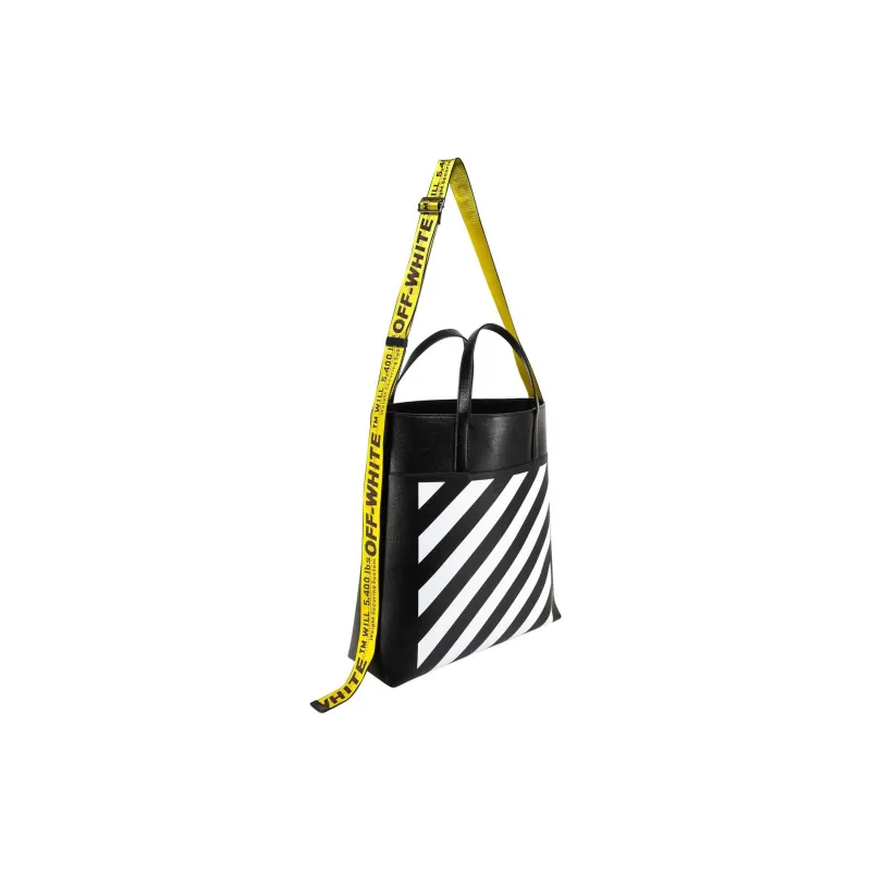OFF WHITE Diag Striped Industrial Belt Strap Tote Black/White-2