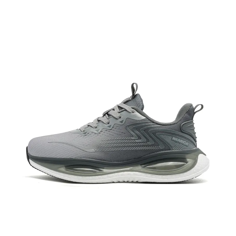 Warrior Cushioned Slip-Resistant Breathable Low-Top Casual Long Distance Running Sprint Running Shoes Men's Gray-0