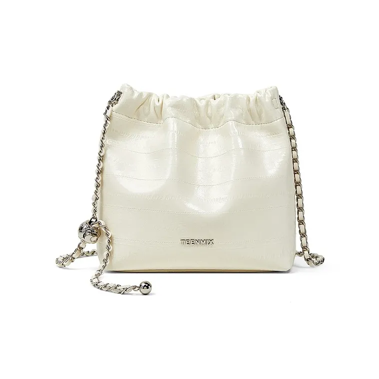 Teenmix Cow Leather With Synthetic Leather Shoulder Bag, Crossbody Bag Women's Black/Silver/Ecru-16