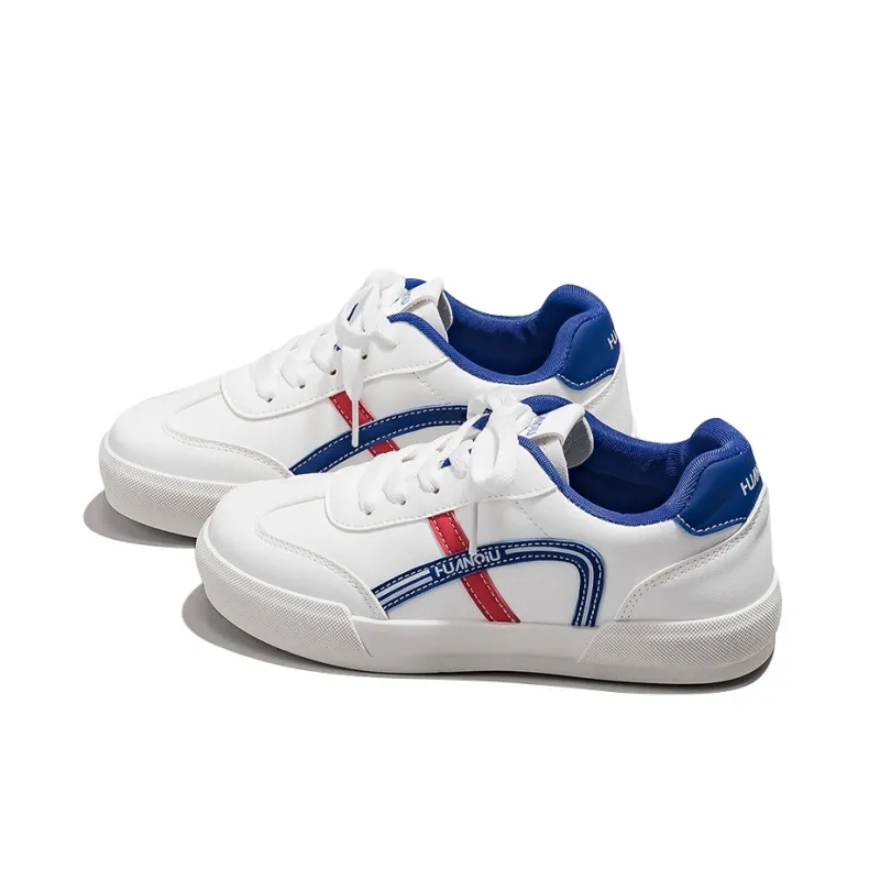 HUANQIU Anti-Slip And Wear-Resistant Height Increasing Low-Top Skateboard Shoes Women's Red Blue White-3