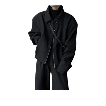 TESTUNG Fashion Versatile Jacket Unisex Black Classic Tone