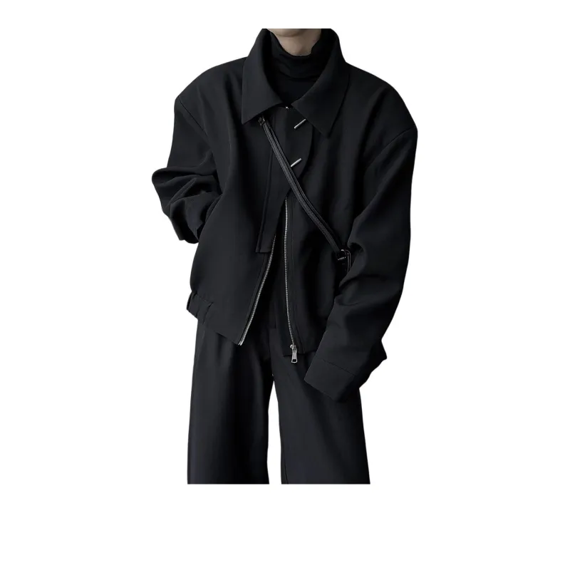 TESTUNG Fashion Versatile Jacket Unisex Black Classic Tone-0