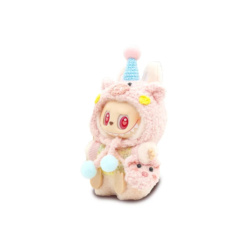 [Dress Up Doll] POP MART THEMONSTERS Cream Piglet Sister Hang Tag Box Labubu Vinyl Sitting Party, 15cm In Height-1