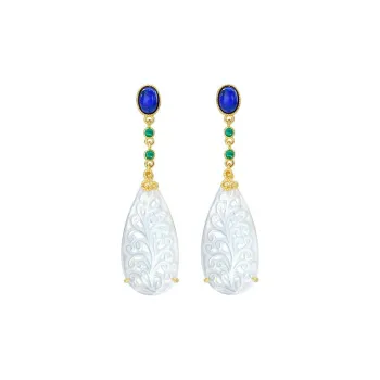 SHARK BABY S925 Silver White Mother Of Pearl Earrings Women's
