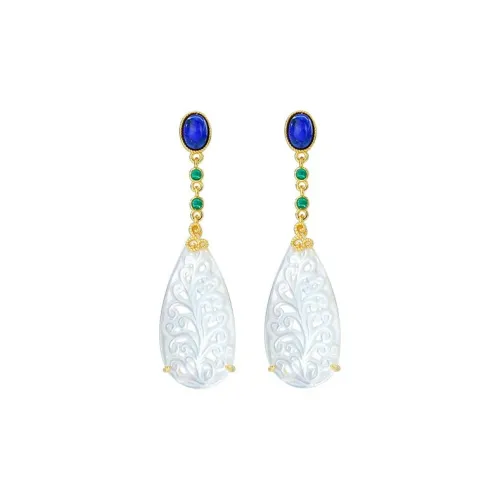 SHARK BABY S925 Silver White Mother Of Pearl Earrings Women's