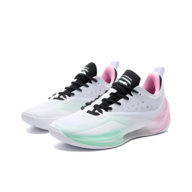 XTEP Lightweight Anti-Slip And Wear-Resistant Low-Top Basketball Shoes Men's White Turquoise-1