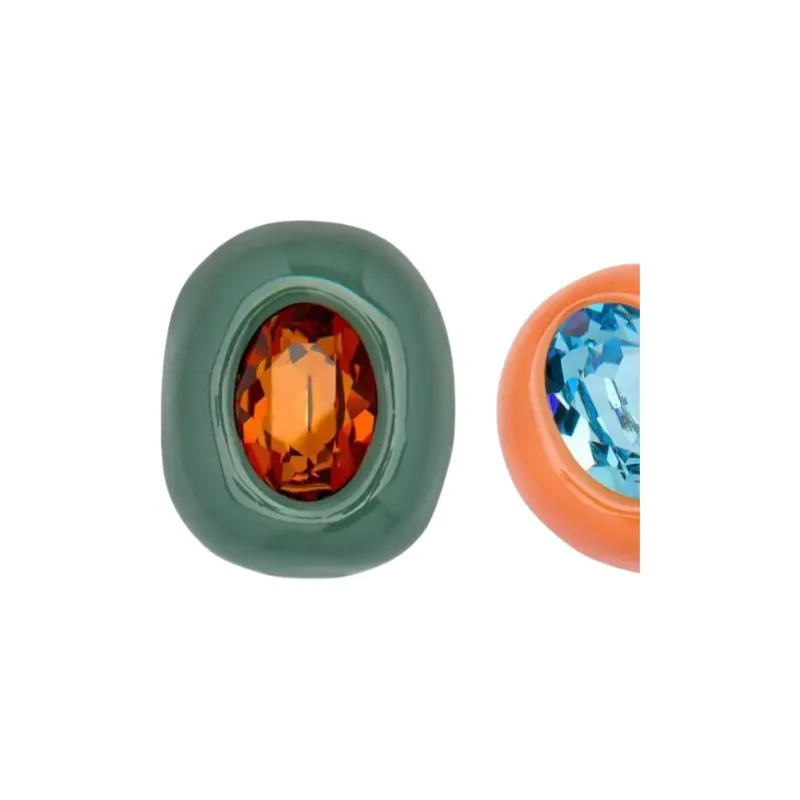 Oscar De La Renta Asymmetric Enamel Clip on Earrings-1