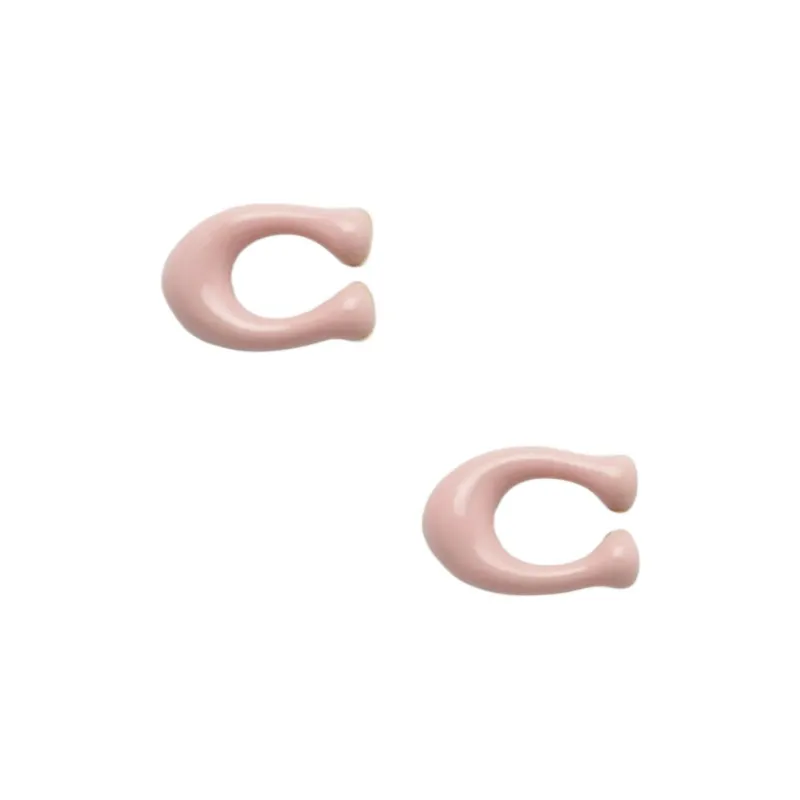 COACH Brass Stud Earrings Women's Pink-0