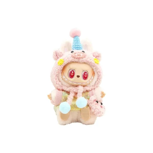 [Dress Up Doll] POP MART THEMONSTERS Cream Piglet Sister Hang Tag Box Labubu Vinyl Sitting Party, 15cm Height