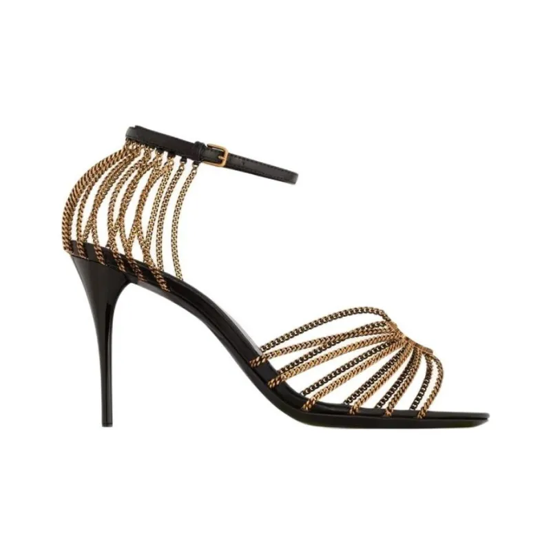SAINT LAURENT Babylon Strap Sandals 9cm Women's Black-1