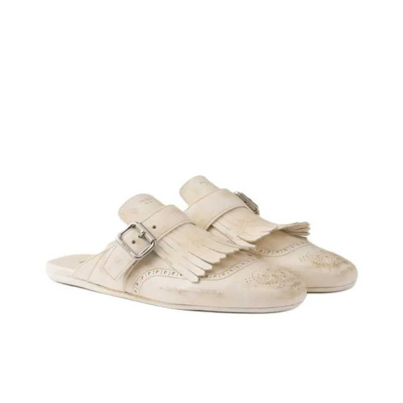 PRADA Rubber Sole Wrap toe Slippers Women's White-1