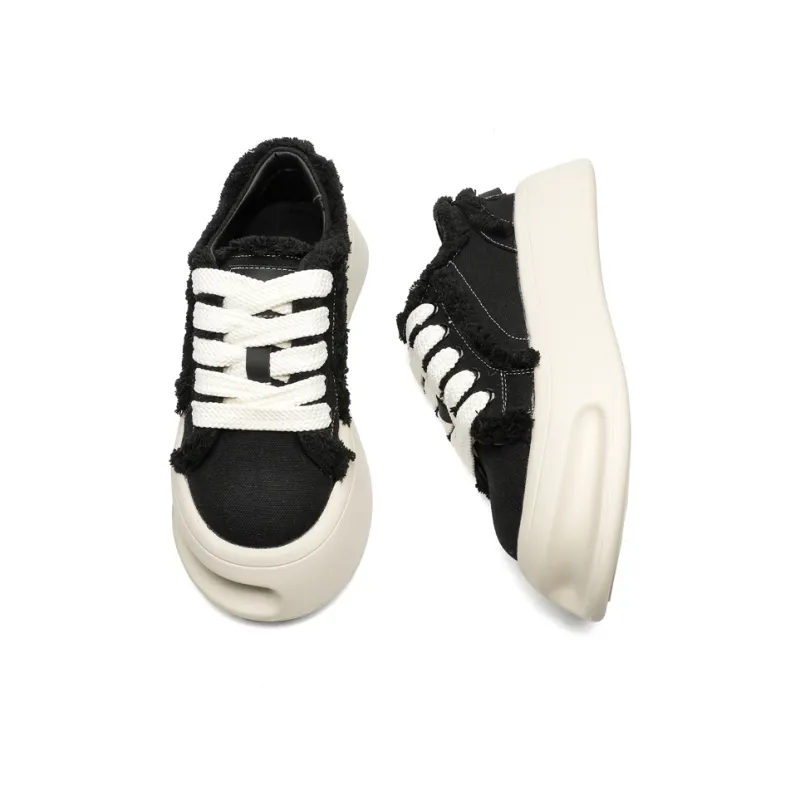 OUBT Design Driven Heeled Shoes Slip Resistant, Abrasion Resistant, Breathable Low Top Skateboard Shoes Unisex Black-2