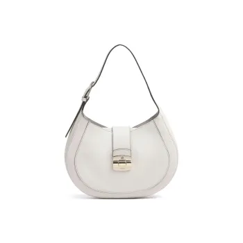 Furla Club 2 Grain Leather Crescent Bag, Shoulder Bag Medium Size Women's Ivory