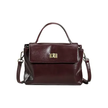 KAISER Top Grain Cow Leather Handbag Regular Women's Black/Wine Coffee