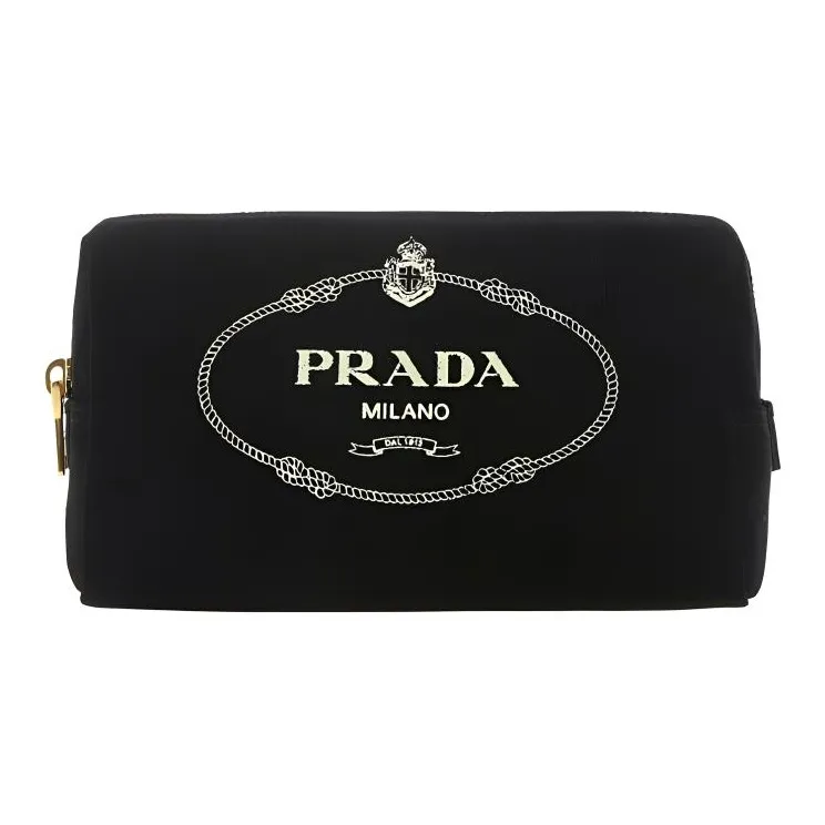 PRADA Canvas Bag Makeup Bag Toiletry Bag Women's Black-0