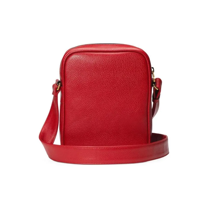 GUCCI Leather Camera Bag, Crossbody Bag, Shoulder Bag Trumpets Unisex Red-3