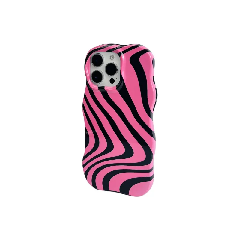 Sopi Acrylic Material Wave Edge Irregular Stripes Phone Cases Compatible With IPhone 16/15 Pro Max/Apple 13/14 Pro/Max-2
