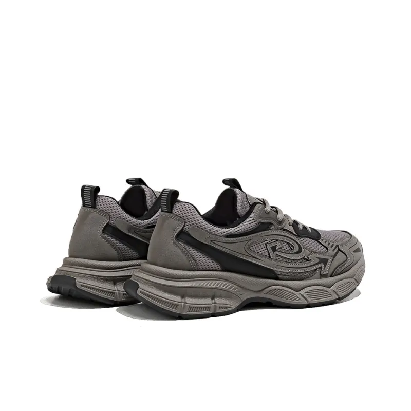 HUANQIU Wear-Resistant Lightweight Height Increasing Low-Top Chunky Sneakers Men's Taupe-2