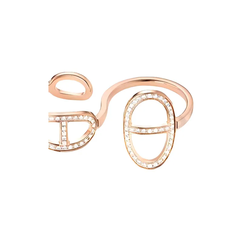 HERMES Rose Gold Diamonds Rings Women's Gold-2