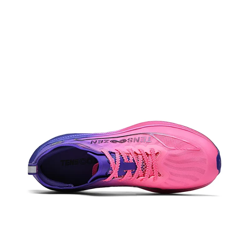 TENSOOZEN Quick Dry Lightweight Rebound Low-Top Full-Length Carbon Plate Sprint Running Shoes Unisex Pink Blue-2
