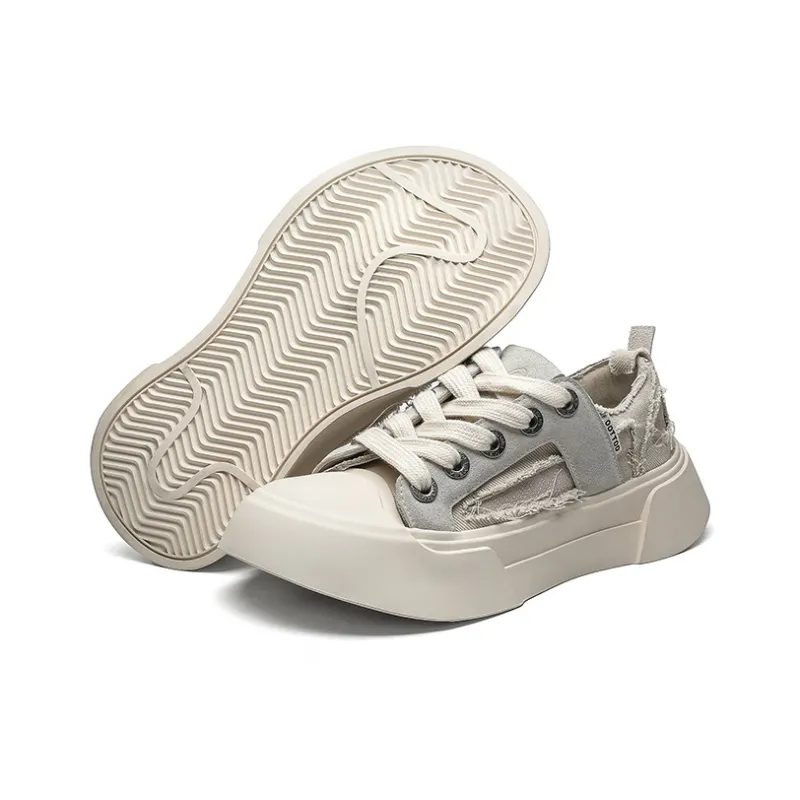 ESTEE GEEA Coverage Anti-Slip Wear-Resistant Breathable Height Increasing Low-Top Skateboard Shoes Unisex White-4