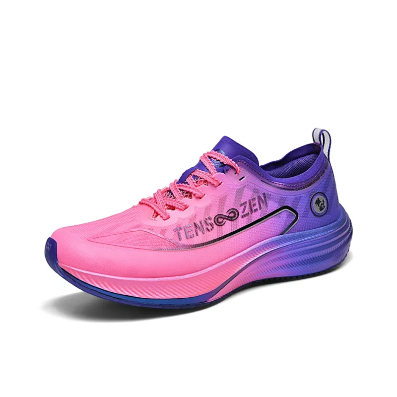 TENSOOZEN Quick Dry Lightweight Rebound Low-Top Full-Length Carbon Plate Sprint Running Shoes Unisex Pink Blue-1